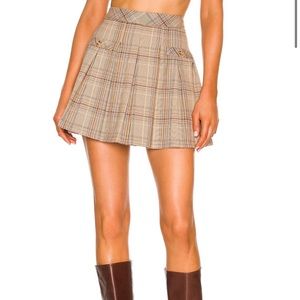 Majorelle Shae Mini Skirt in Tan Plaid | Majorelle Skirt | Plaid Skirt